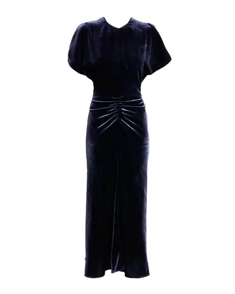 Bela Ruched Velvet Midi Dress Bela Ruched Velvet Midi Dress