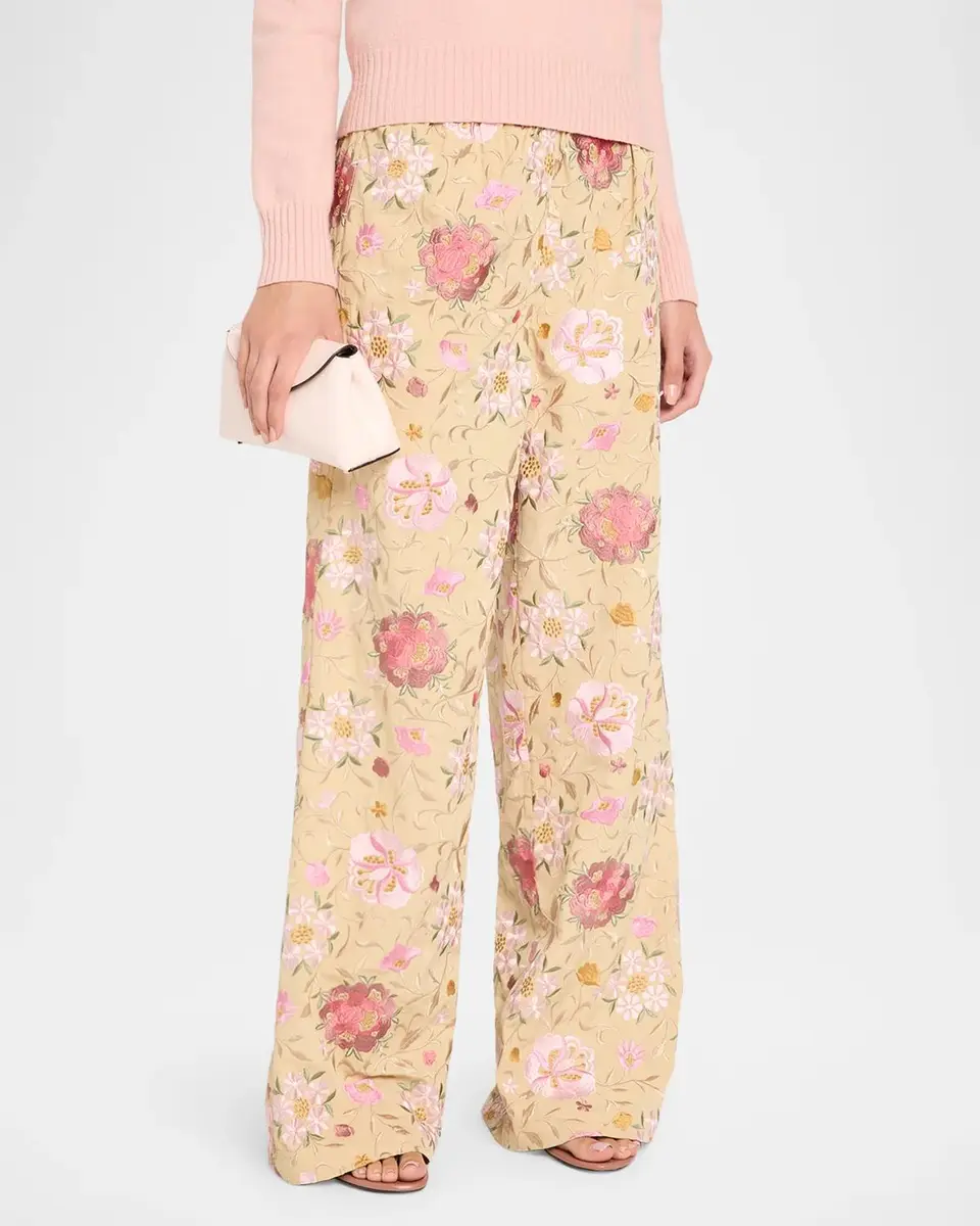 LoveShackFancy Janae Embroidered Wide-Leg Pants | Thumbnail 4 LoveShackFancy Janae Embroidered Wide-Leg Pants | Thumbnail 4