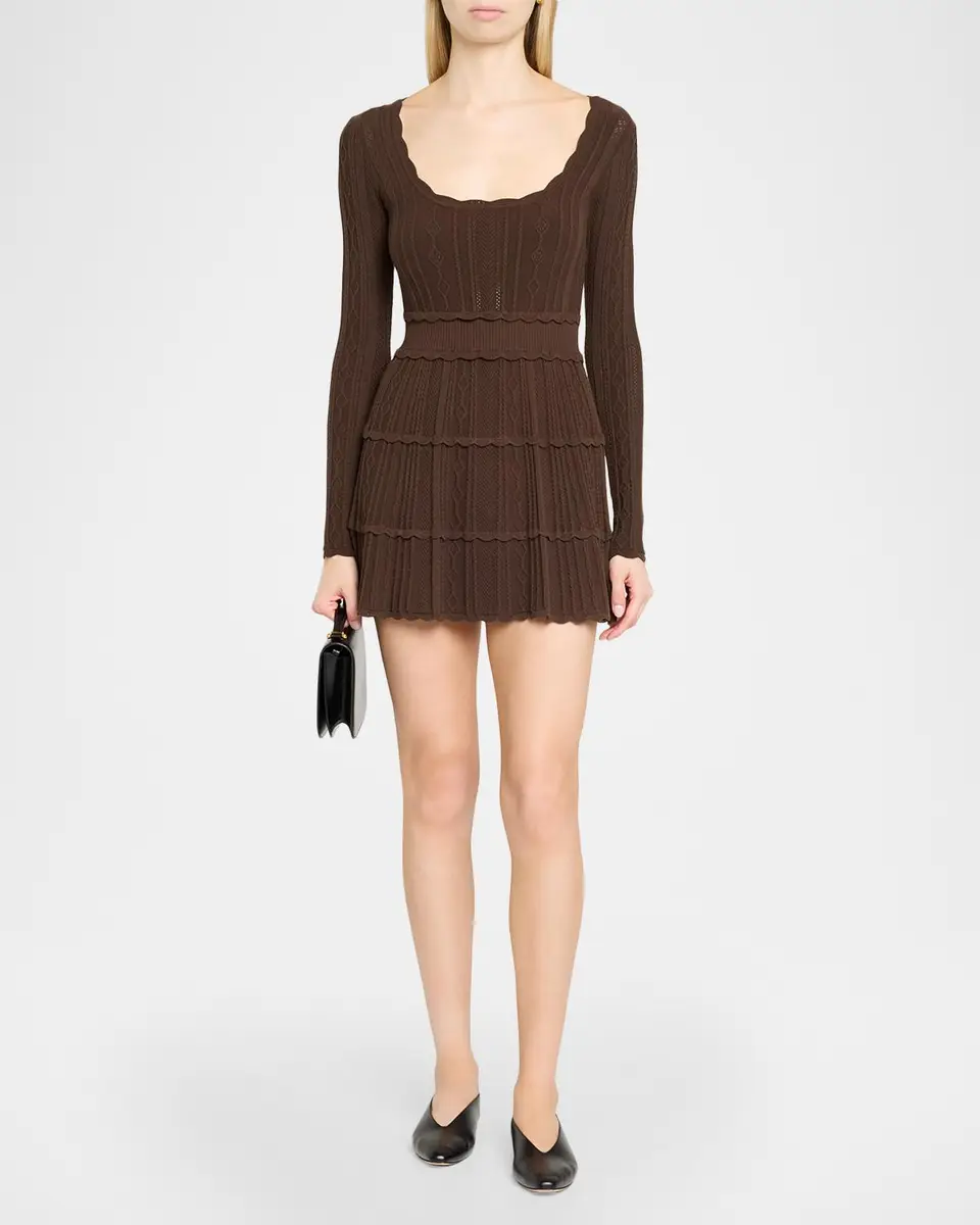 LoveShackFancy Lunelle Pointelle Knit Long-Sleeve Mini Dress | Thumbnail 2 LoveShackFancy Lunelle Pointelle Knit Long-Sleeve Mini Dress | Thumbnail 2