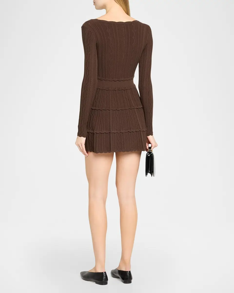 LoveShackFancy Lunelle Pointelle Knit Long-Sleeve Mini Dress | Thumbnail 3 LoveShackFancy Lunelle Pointelle Knit Long-Sleeve Mini Dress | Thumbnail 3