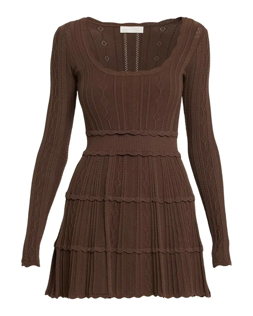 Lunelle Pointelle Knit Long-Sleeve Mini Dress Lunelle Pointelle Knit Long-Sleeve Mini Dress