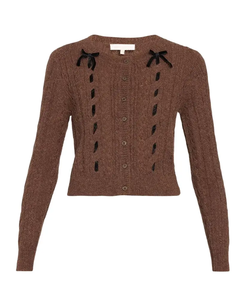 Dione Cable-Knit Crewneck Cardigan Dione Cable-Knit Crewneck Cardigan