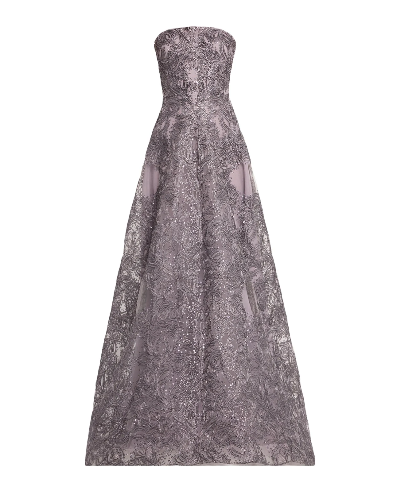 Strapless Metallic Raffia Gown