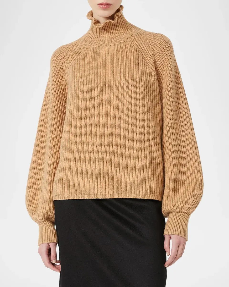 Max Mara Wool-Cashmere Ruffle Turtleneck Sweater | Thumbnail 4 Max Mara Wool-Cashmere Ruffle Turtleneck Sweater | Thumbnail 4