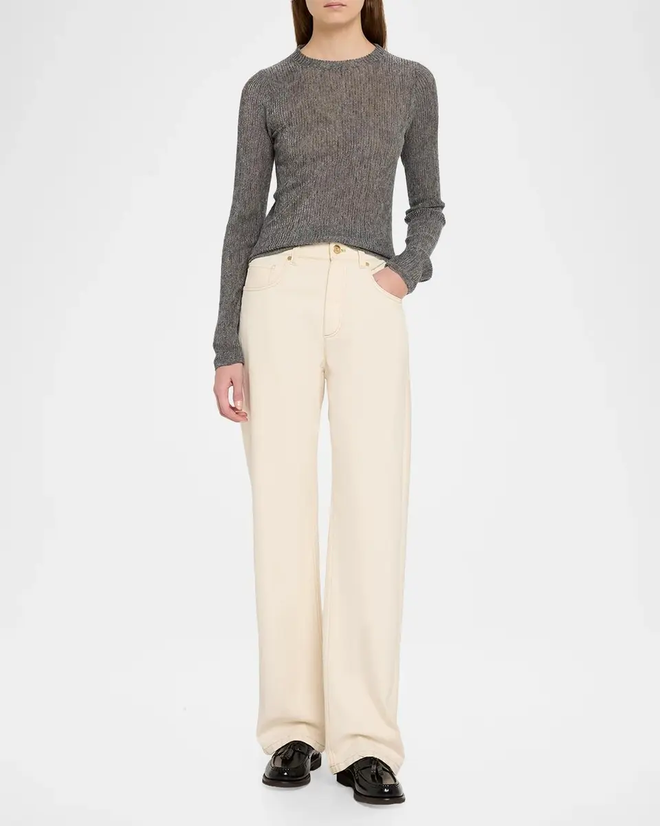 Brunello Cucinelli Metallic Alpaca-Blend Rib Crewneck Sweater | Thumbnail 2 Brunello Cucinelli Metallic Alpaca-Blend Rib Crewneck Sweater | Thumbnail 2