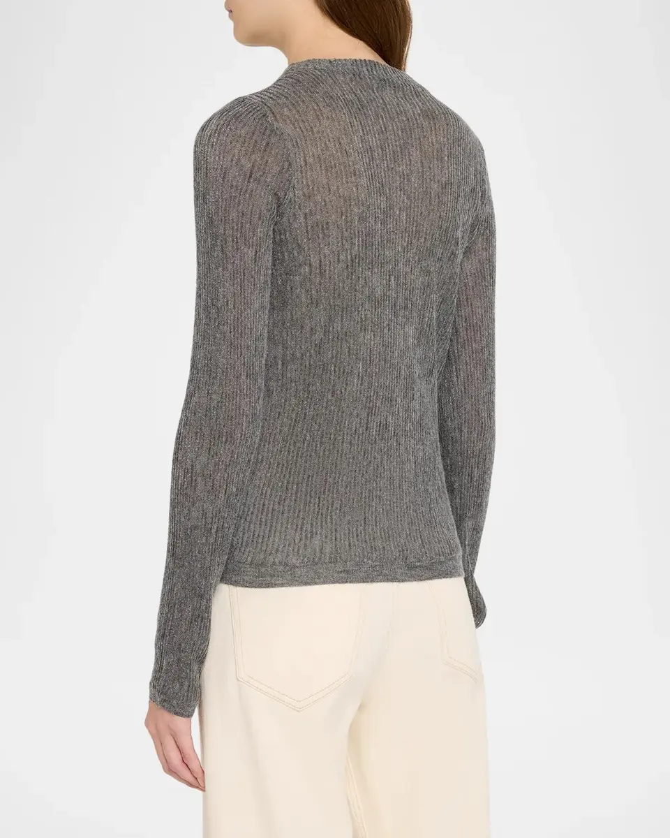 Brunello Cucinelli Metallic Alpaca-Blend Rib Crewneck Sweater | Thumbnail 3 Brunello Cucinelli Metallic Alpaca-Blend Rib Crewneck Sweater | Thumbnail 3