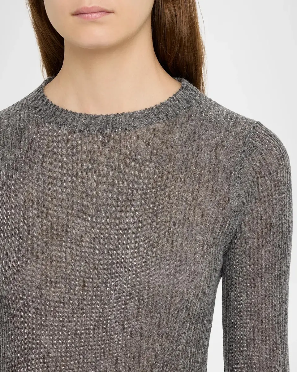 Brunello Cucinelli Metallic Alpaca-Blend Rib Crewneck Sweater | Thumbnail 5 Brunello Cucinelli Metallic Alpaca-Blend Rib Crewneck Sweater | Thumbnail 5