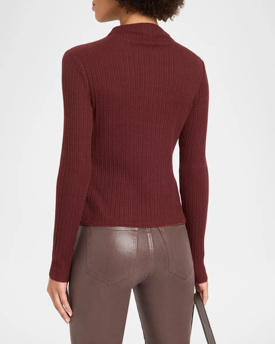 Veronica Beard Nadja Ribbed Mock-Neck Top | Thumbnail 3