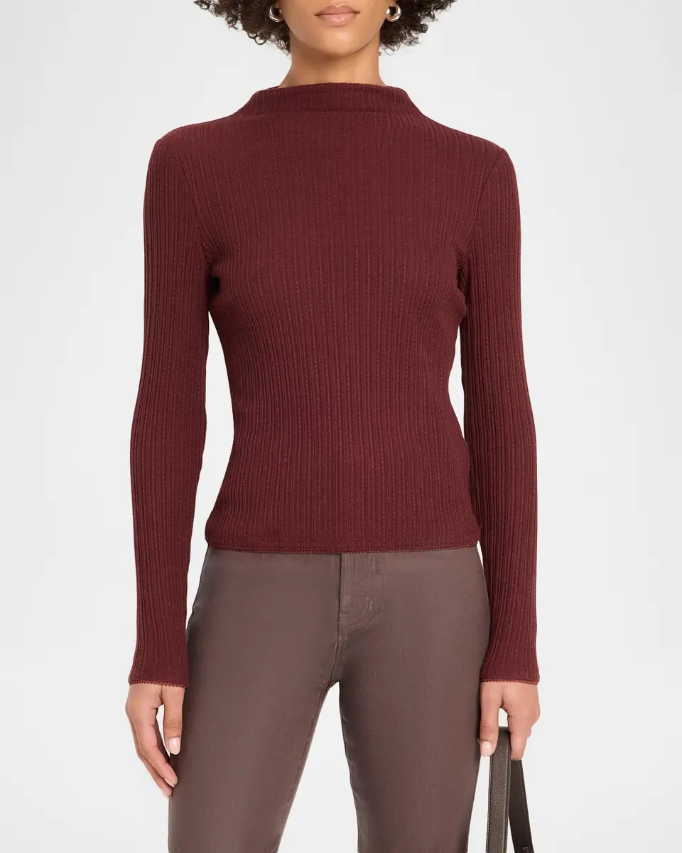 Veronica Beard Nadja Ribbed Mock-Neck Top | Thumbnail 4