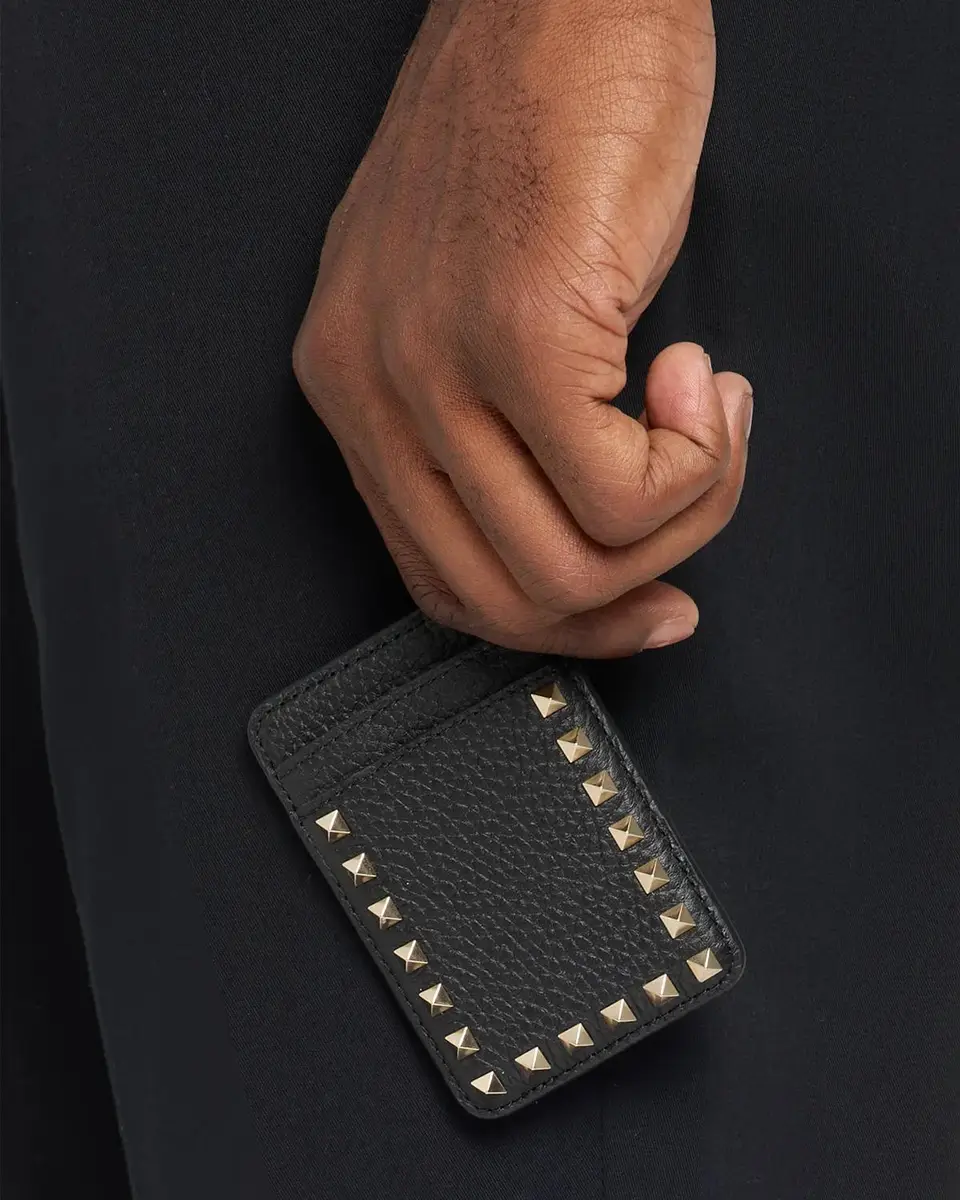 Valentino Garavani Rockstud Leather Magnetic Card Holder | Thumbnail 2