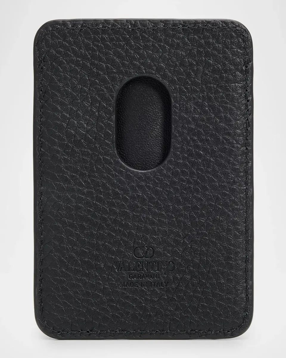 Valentino Garavani Rockstud Leather Magnetic Card Holder | Thumbnail 3