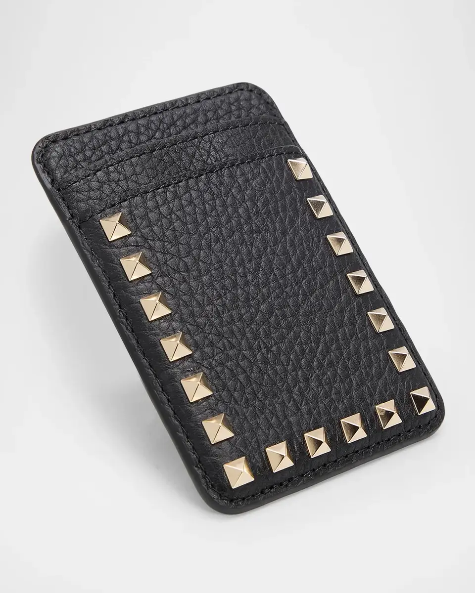 Valentino Garavani Rockstud Leather Magnetic Card Holder | Thumbnail 4