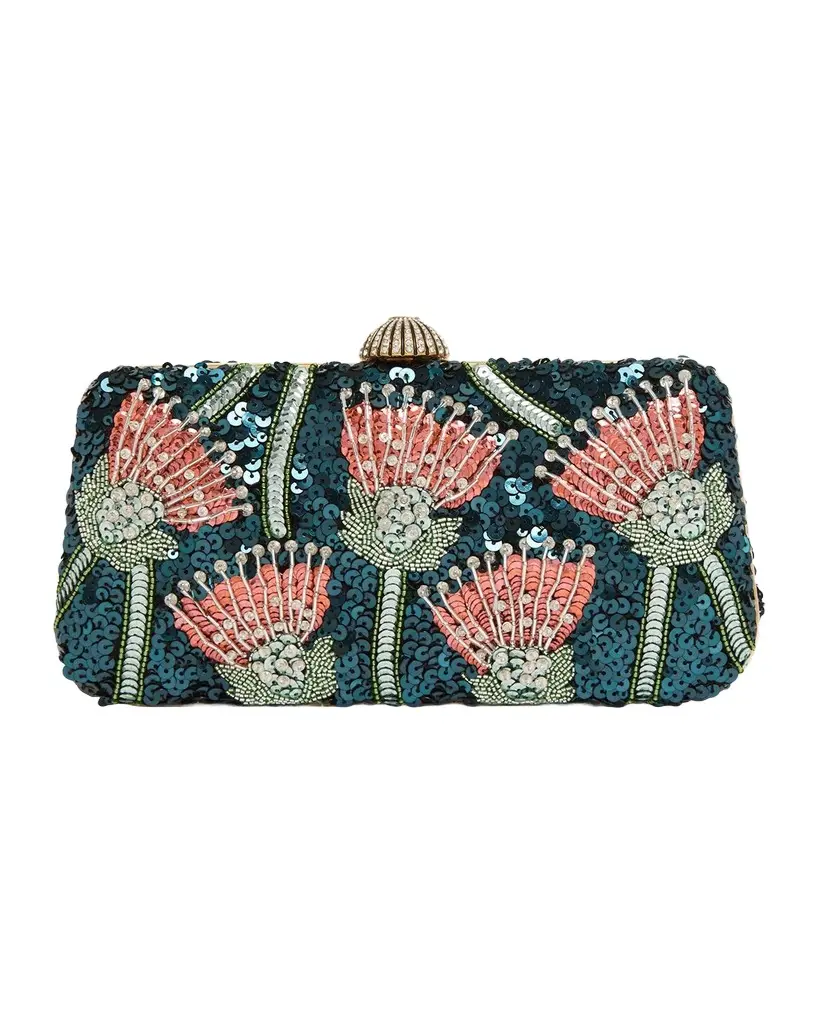 Valentino Garavani Secrets Poppy Sequined Crystal Clutch Bag