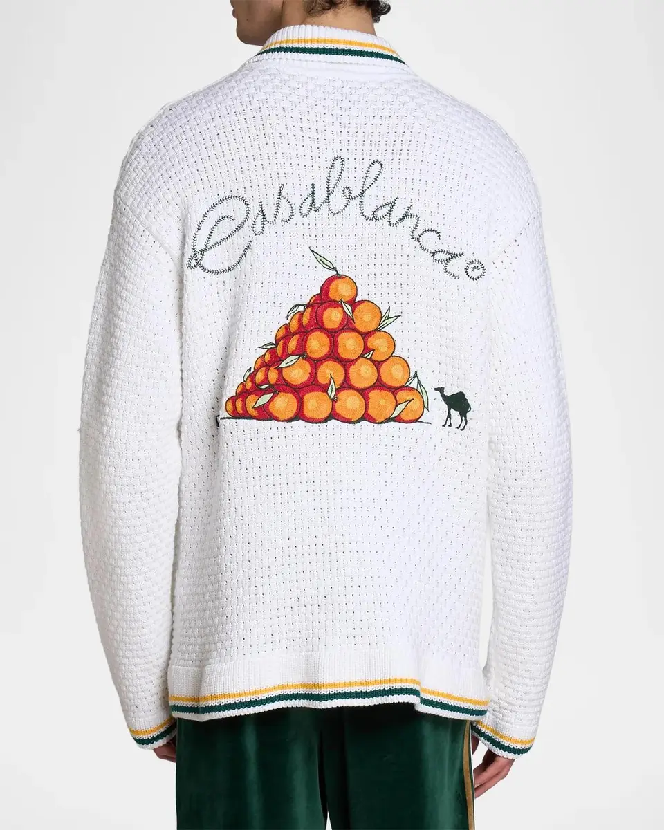 Casablanca Men's Oranges Crochet Cotton Shirt | Thumbnail 3 Casablanca Men's Oranges Crochet Cotton Shirt | Thumbnail 3
