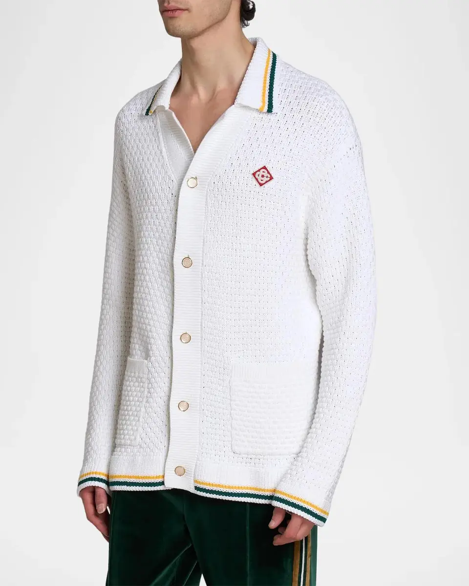 Casablanca Men's Oranges Crochet Cotton Shirt | Thumbnail 4 Casablanca Men's Oranges Crochet Cotton Shirt | Thumbnail 4