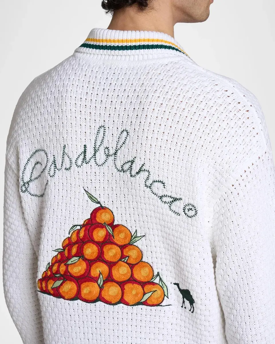Casablanca Men's Oranges Crochet Cotton Shirt | Thumbnail 5 Casablanca Men's Oranges Crochet Cotton Shirt | Thumbnail 5