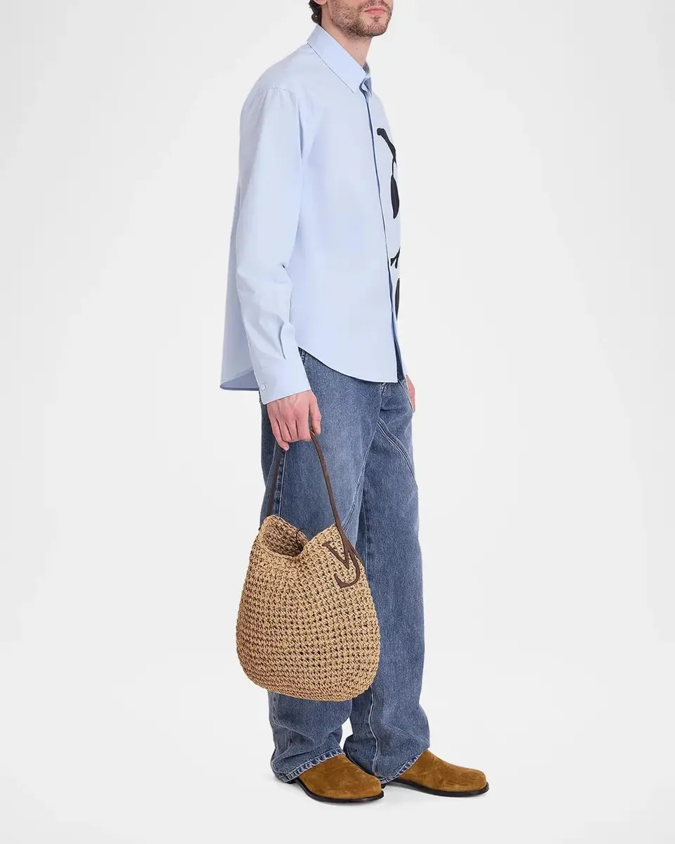 JW Anderson Small Bulb Crochet Raffia Shopper Tote Bag | Thumbnail 4 JW Anderson Small Bulb Crochet Raffia Shopper Tote Bag | Thumbnail 4