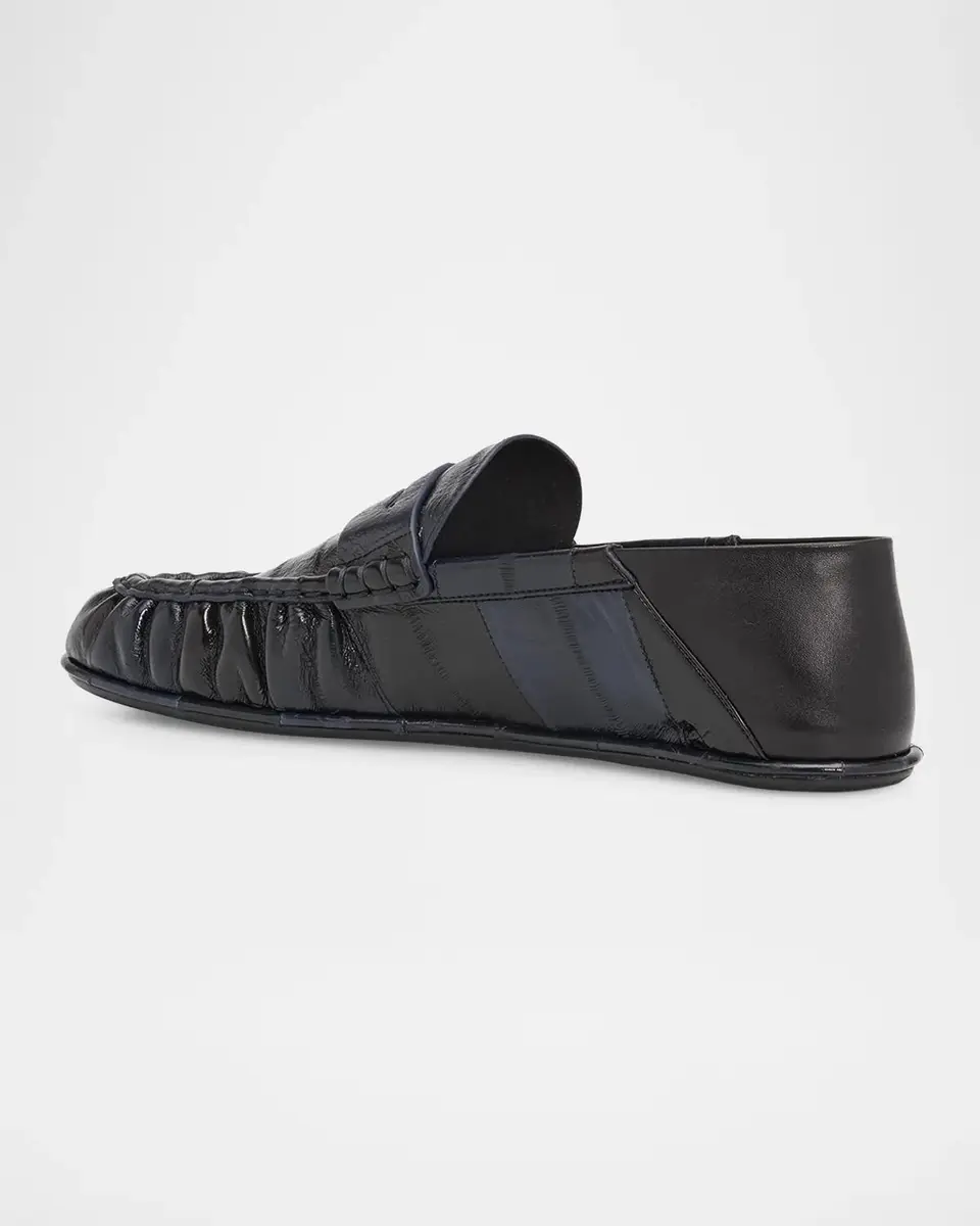 Saint Laurent Men's Hagfish Leather YSL Foldable Penny Loafers | Thumbnail 2