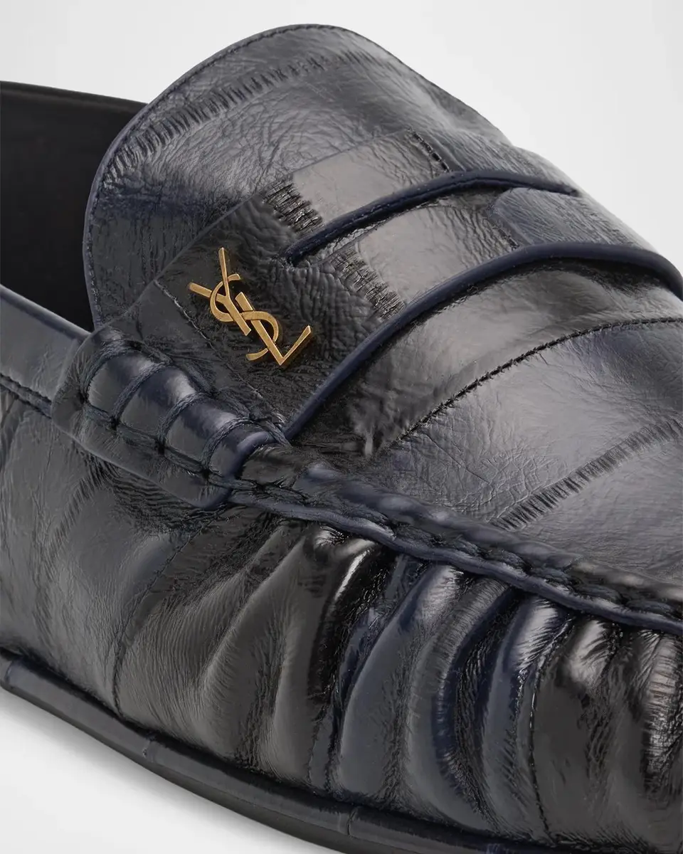 Saint Laurent Men's Hagfish Leather YSL Foldable Penny Loafers | Thumbnail 4