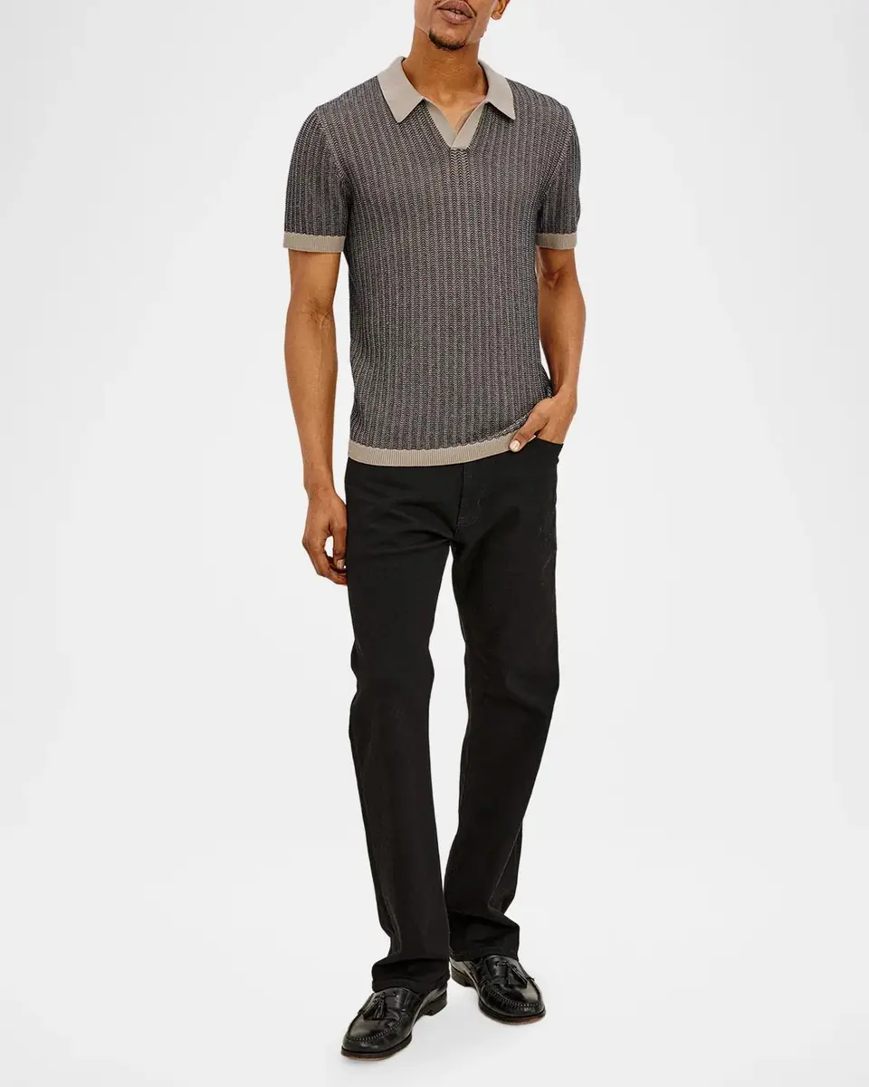 RAILS Men's Langley Ripple Open Knit Short-Sleeve Polo Shirt | Thumbnail 2 RAILS Men's Langley Ripple Open Knit Short-Sleeve Polo Shirt | Thumbnail 2