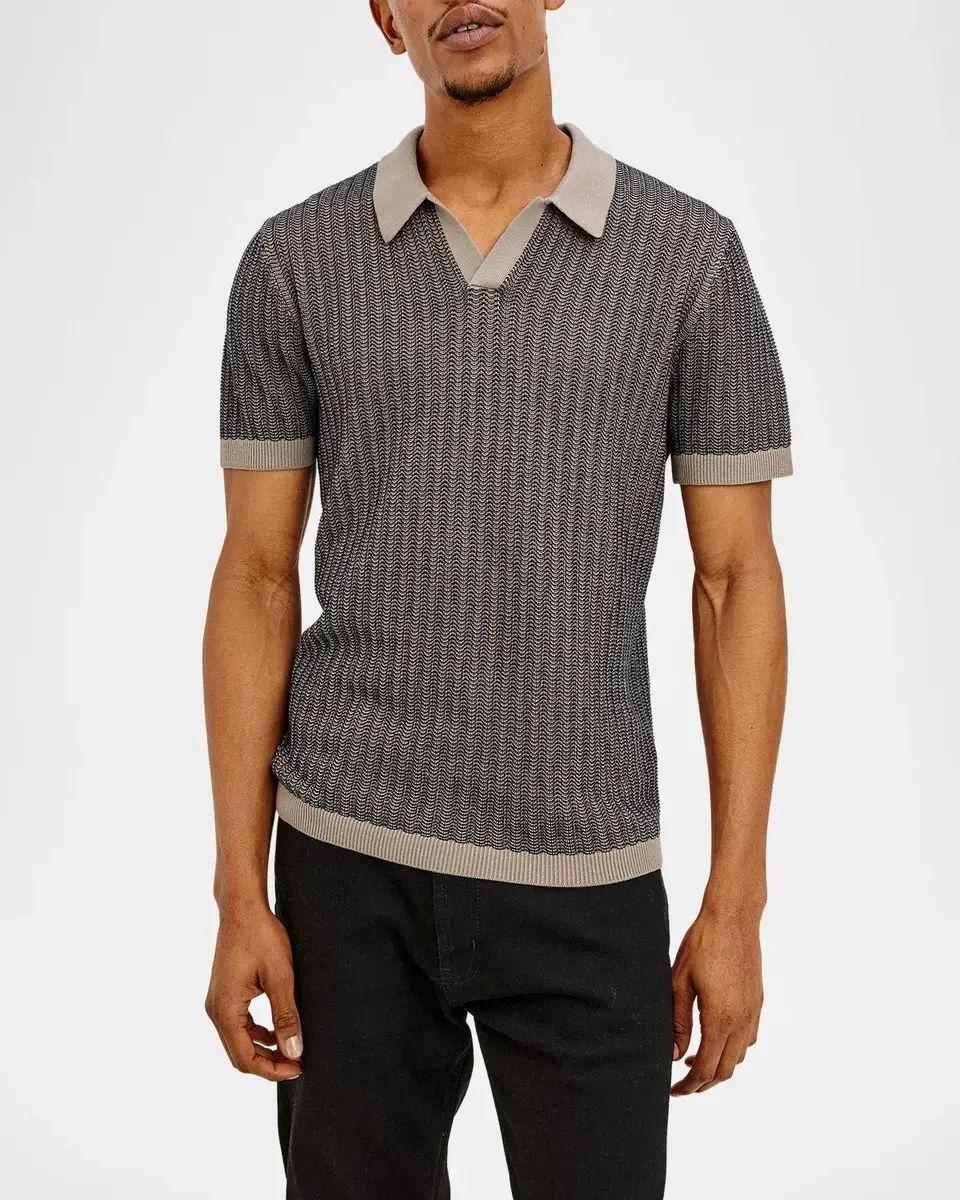 RAILS Men's Langley Ripple Open Knit Short-Sleeve Polo Shirt | Thumbnail 4 RAILS Men's Langley Ripple Open Knit Short-Sleeve Polo Shirt | Thumbnail 4
