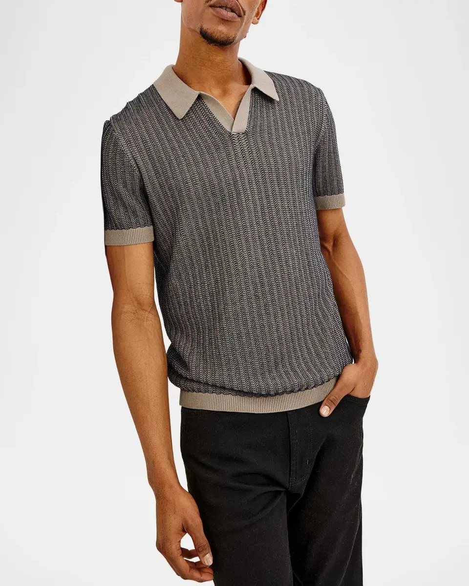 RAILS Men's Langley Ripple Open Knit Short-Sleeve Polo Shirt | Thumbnail 6 RAILS Men's Langley Ripple Open Knit Short-Sleeve Polo Shirt | Thumbnail 6