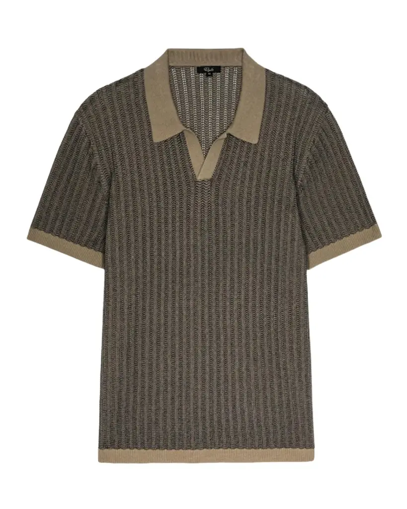RAILS Men's Langley Ripple Open Knit Short-Sleeve Polo Shirt
