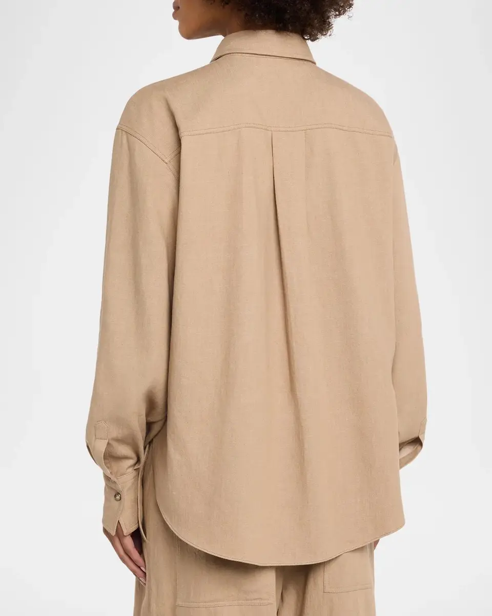 Brunello Cucinelli Sparkle Monili Twill Button-Down Shirt | Thumbnail 3