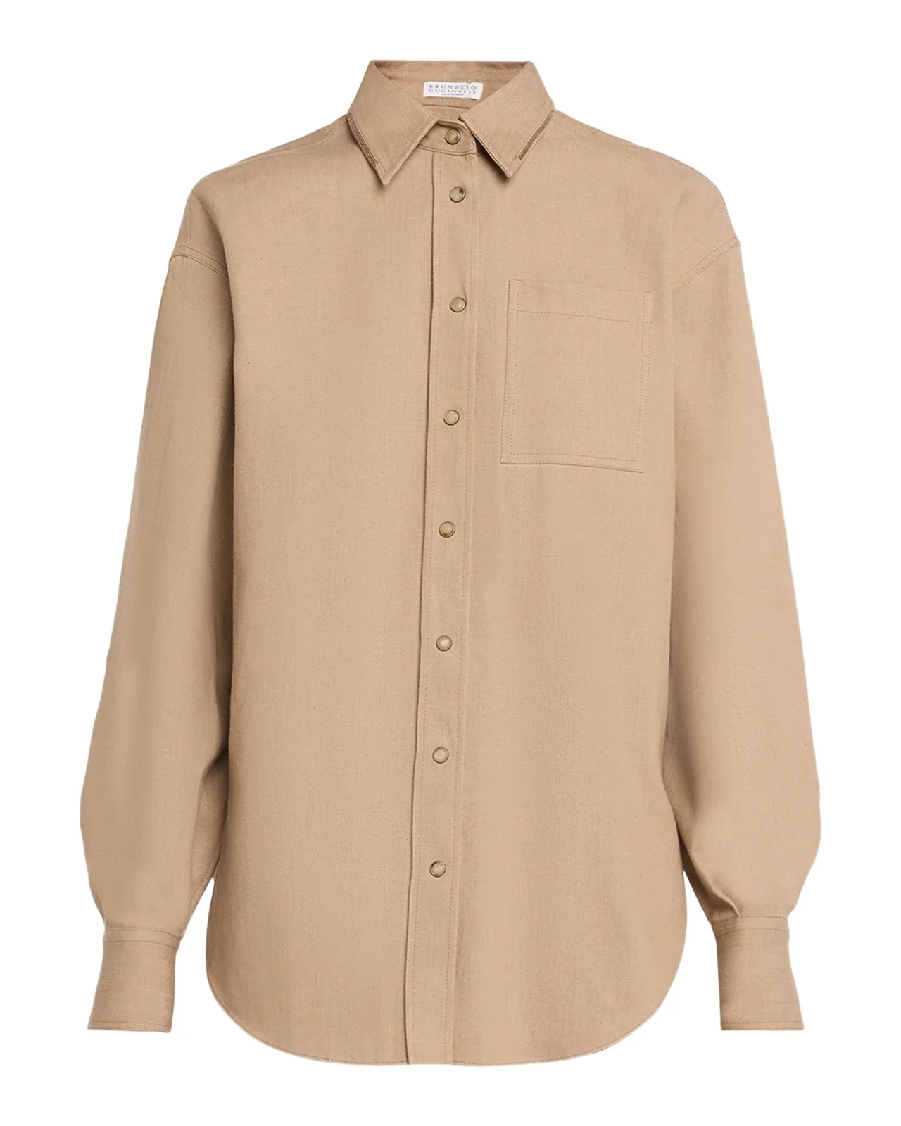 Brunello Cucinelli Sparkle Monili Twill Button-Down Shirt