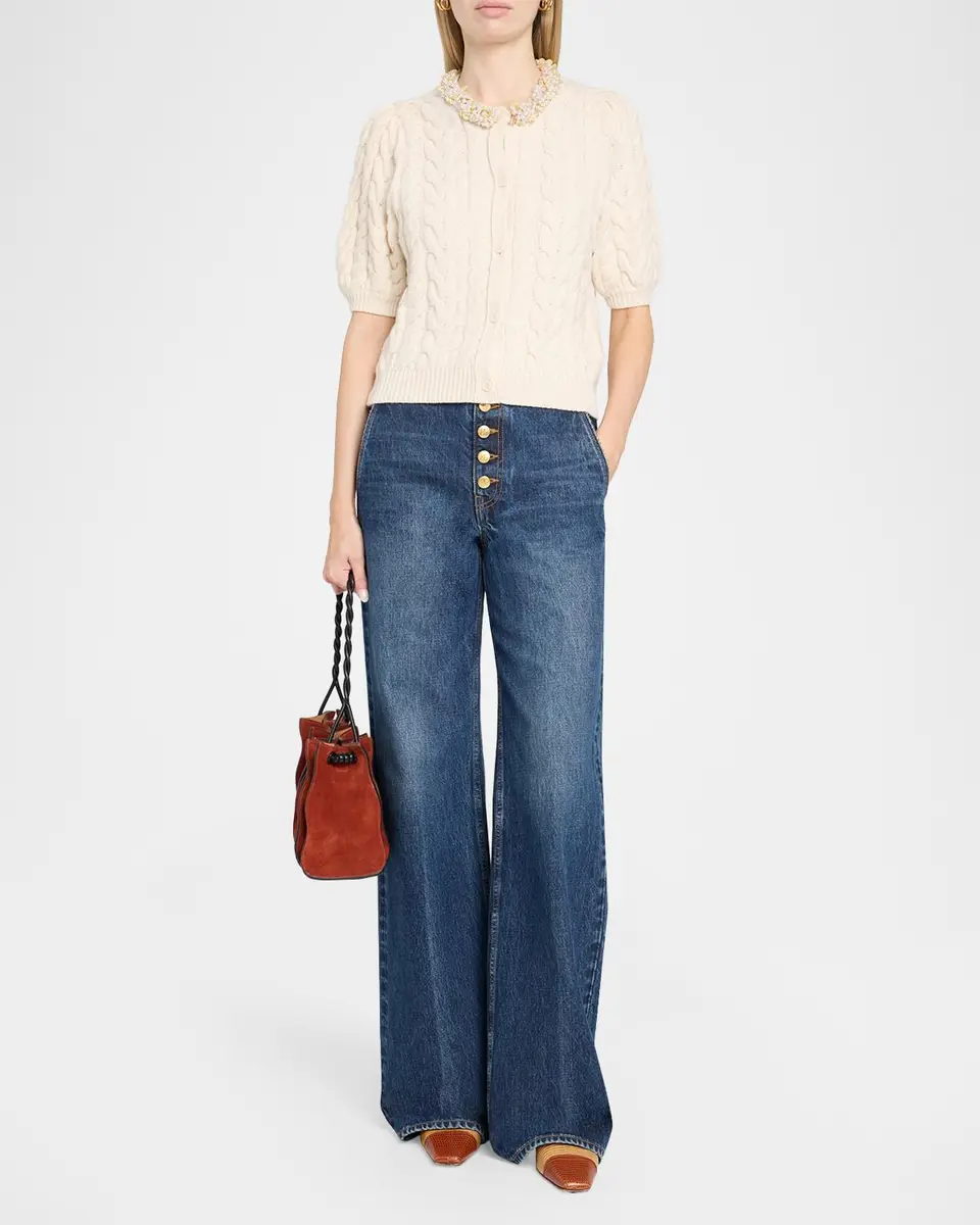 Ulla Johnson Olivia Cable-Knit Merino Wool-Cashmere Cardigan | Thumbnail 2 Ulla Johnson Olivia Cable-Knit Merino Wool-Cashmere Cardigan | Thumbnail 2