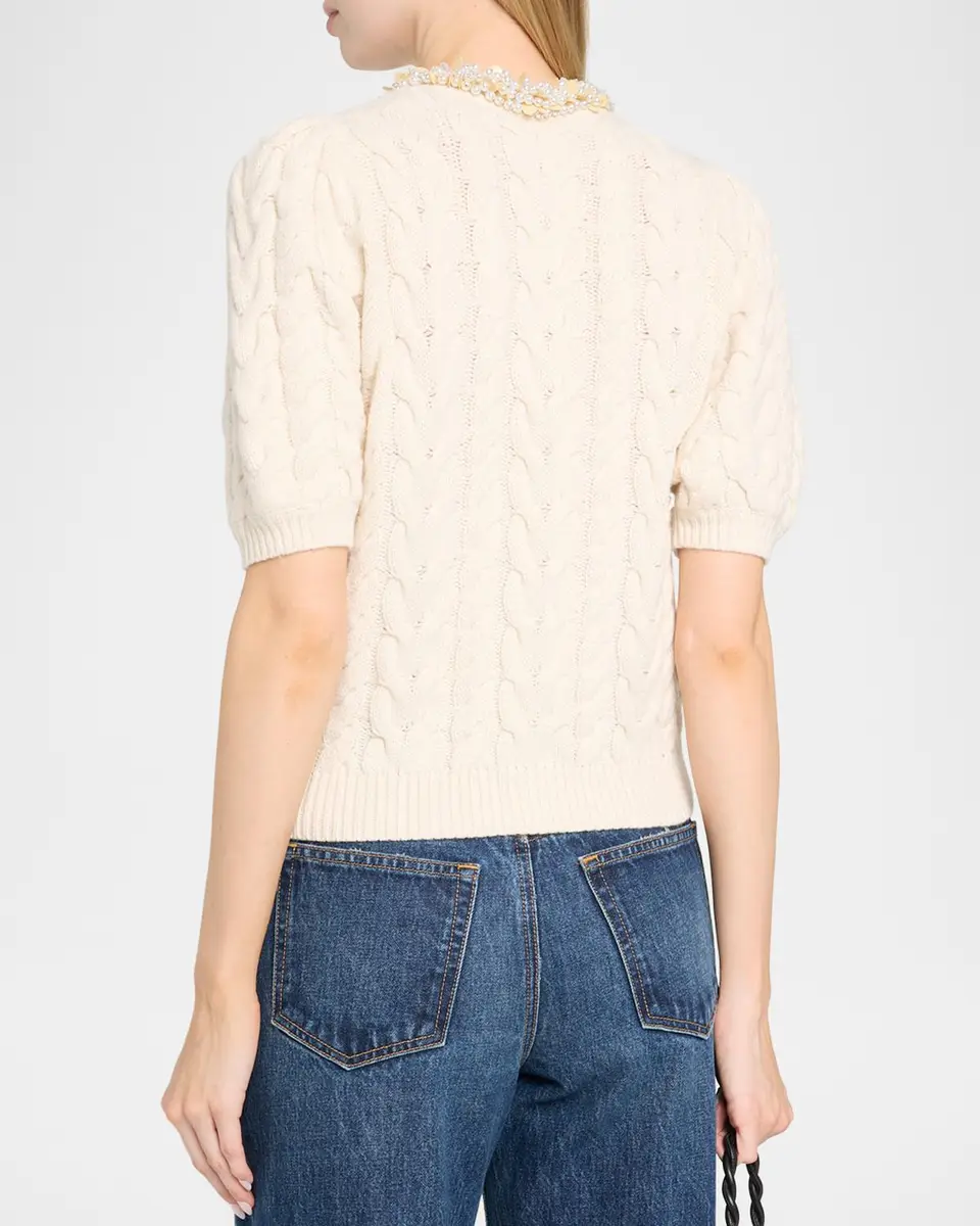 Ulla Johnson Olivia Cable-Knit Merino Wool-Cashmere Cardigan | Thumbnail 3 Ulla Johnson Olivia Cable-Knit Merino Wool-Cashmere Cardigan | Thumbnail 3