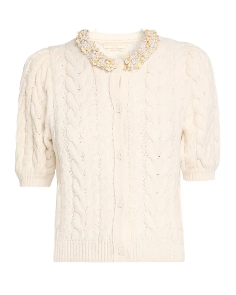 Olivia Cable-Knit Merino Wool-Cashmere Cardigan Olivia Cable-Knit Merino Wool-Cashmere Cardigan