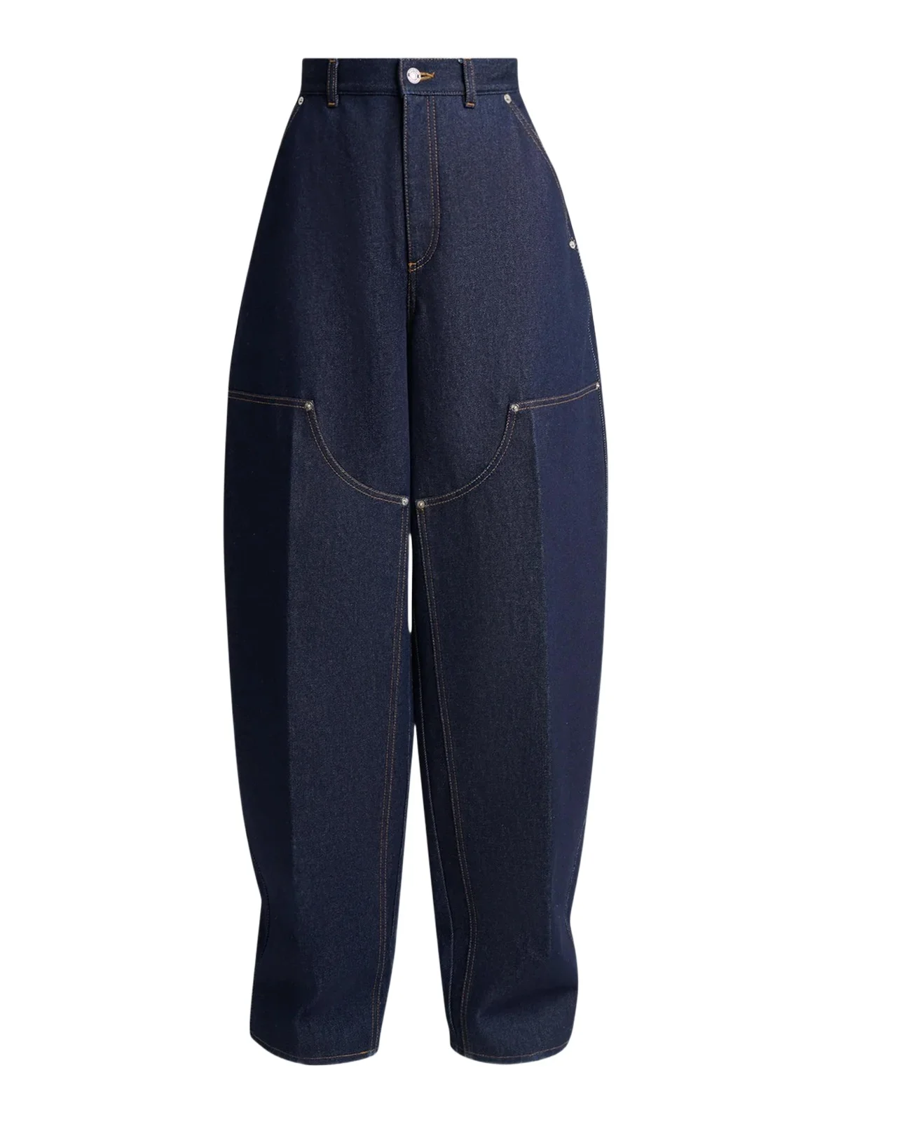Raw Denim Balloon Barrel-Leg Jeans