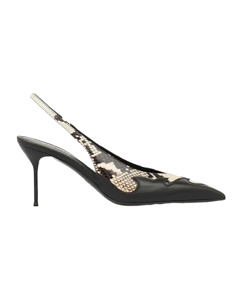 Paris Texas 70mm Lidia Queen Mixed Leather Slingback Pumps