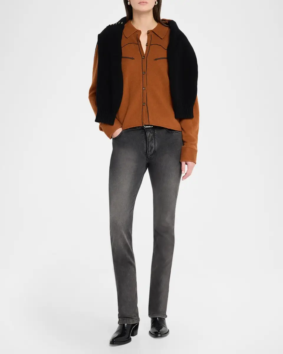 Guest In Residence Cashmere Crop Western Shirt | Thumbnail 2 Guest In Residence Cashmere Crop Western Shirt | Thumbnail 2