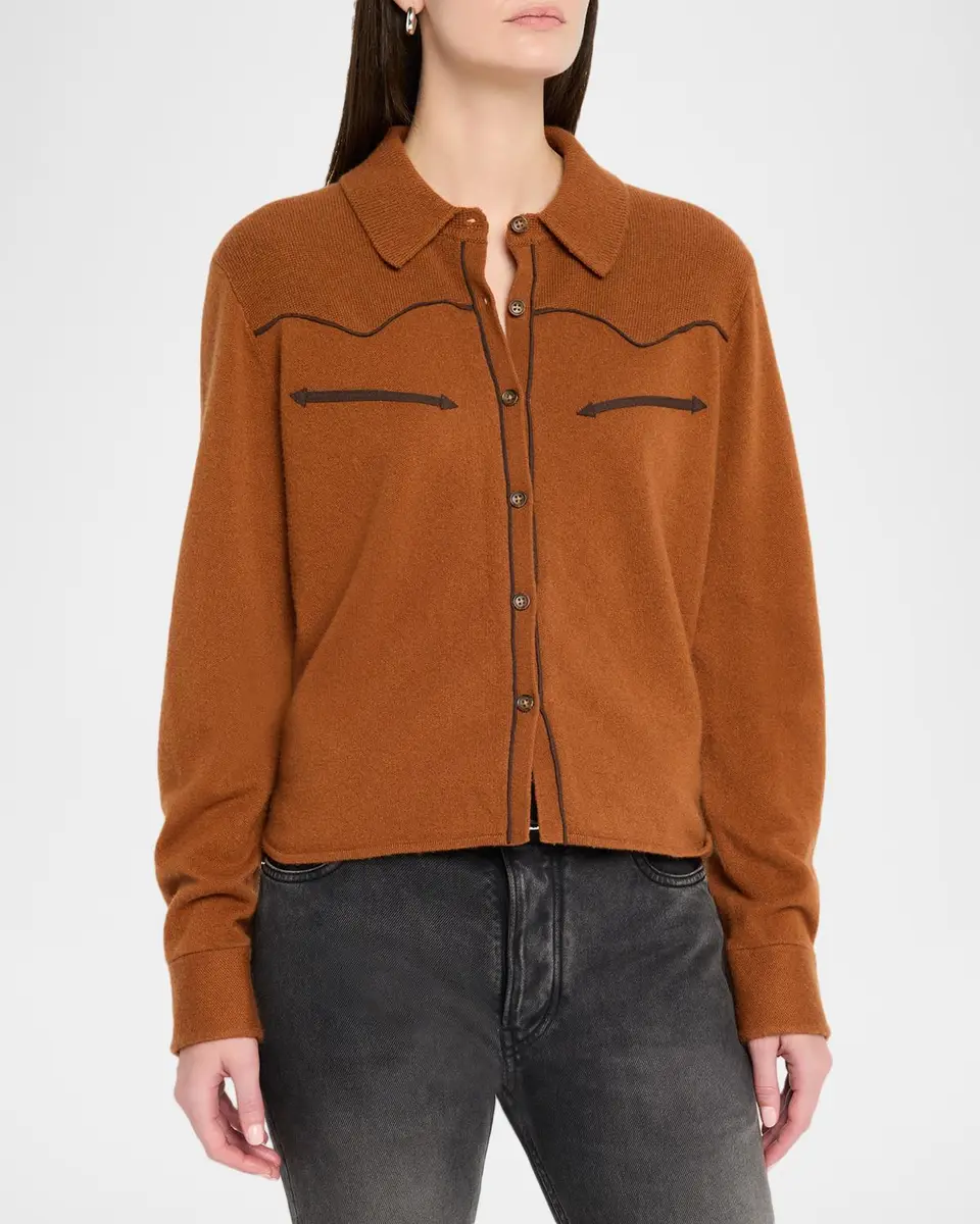 Guest In Residence Cashmere Crop Western Shirt | Thumbnail 4 Guest In Residence Cashmere Crop Western Shirt | Thumbnail 4