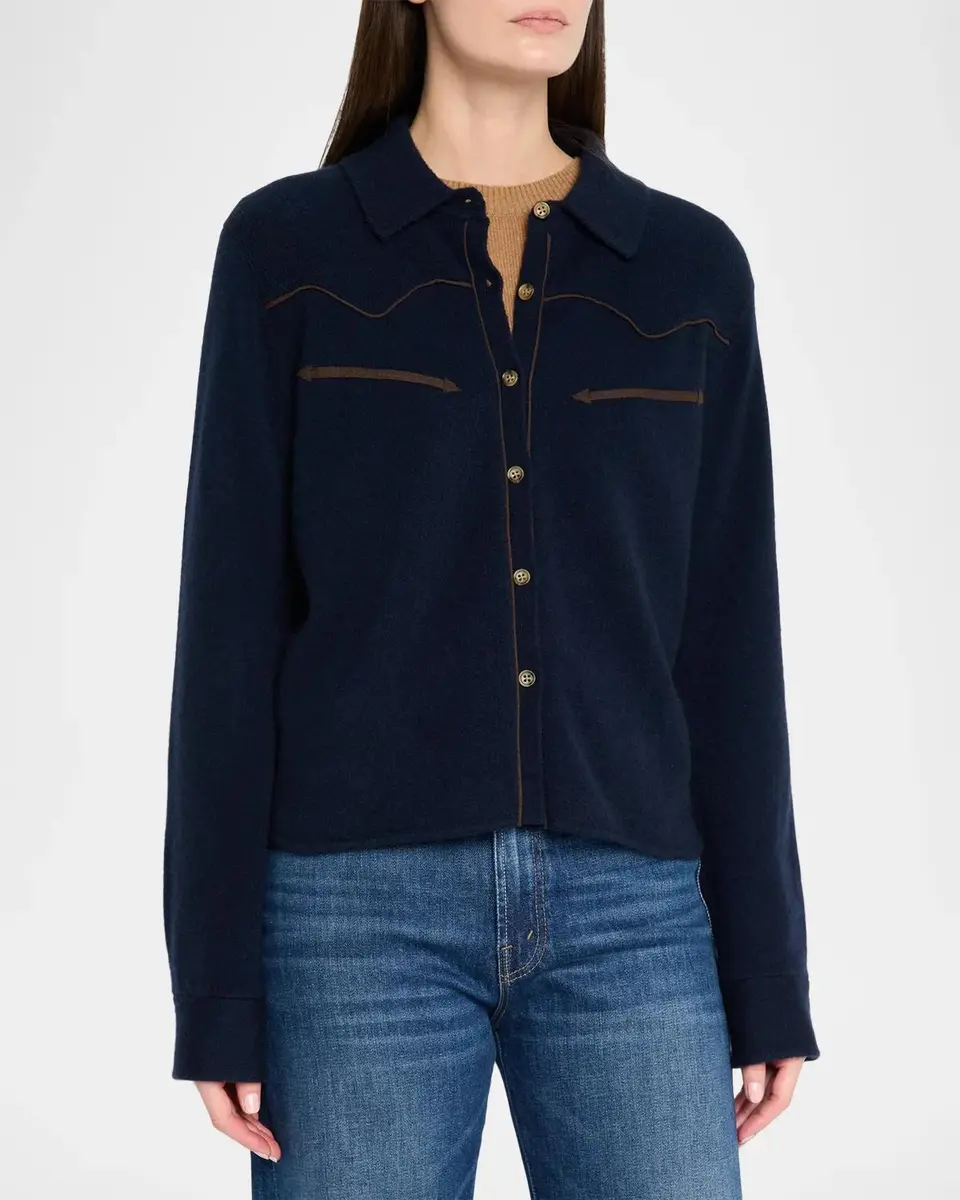 Guest In Residence Cashmere Crop Western Shirt | Thumbnail 4 Guest In Residence Cashmere Crop Western Shirt | Thumbnail 4