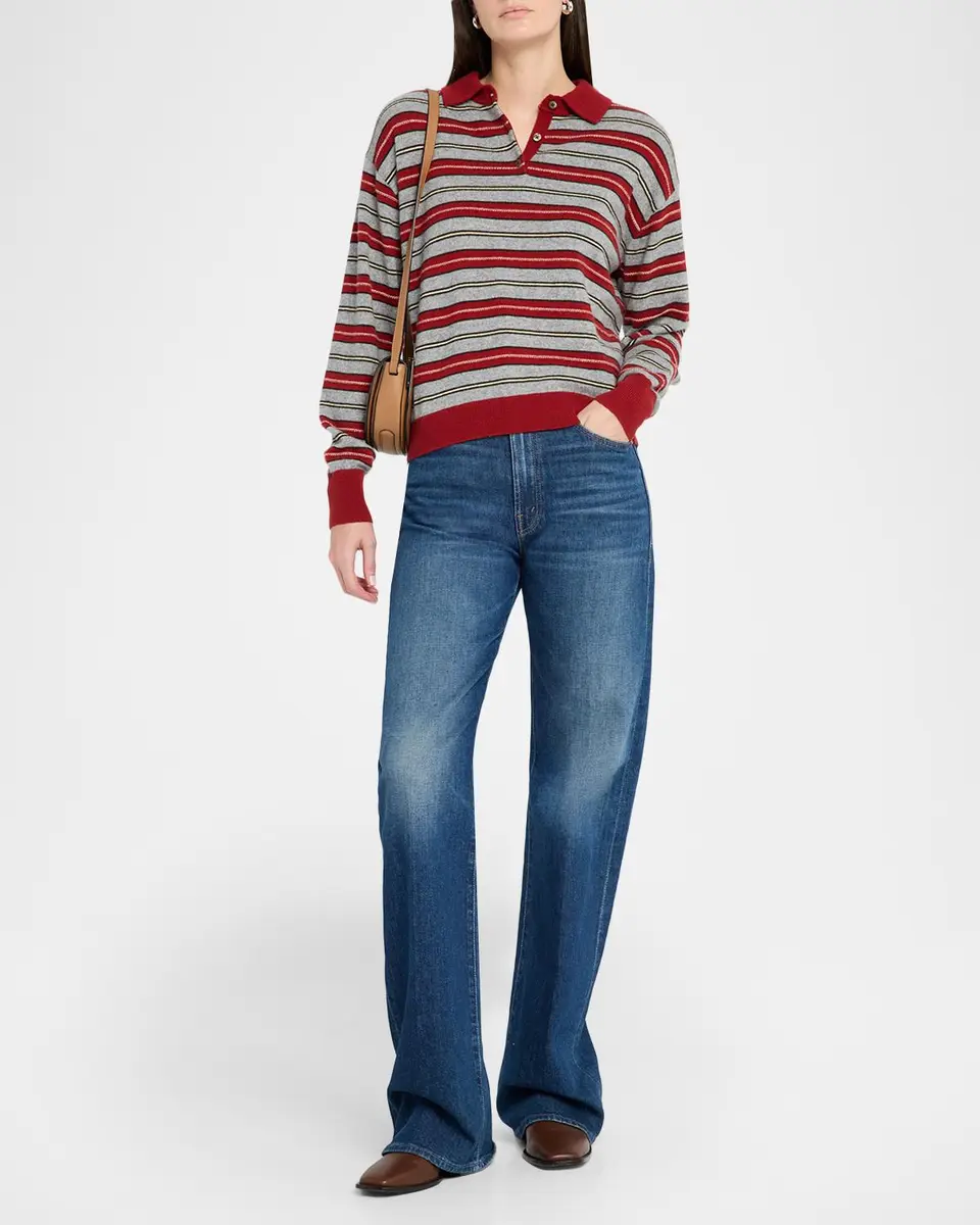 Guest In Residence Collegiate Striped Cashmere Polo Sweater | Thumbnail 2 Guest In Residence Collegiate Striped Cashmere Polo Sweater | Thumbnail 2