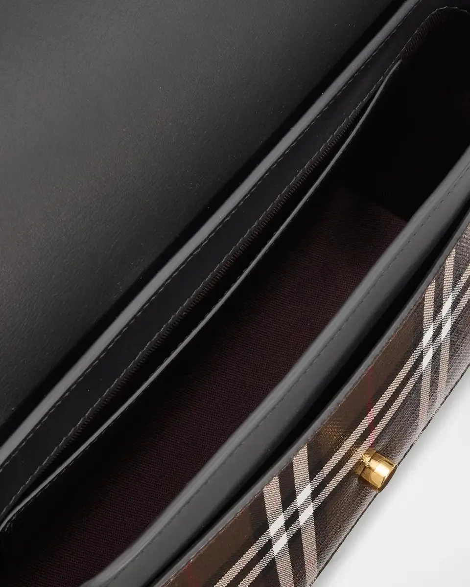 Burberry Note Medium Leather & Check Crossbody Bag | Thumbnail 4 Burberry Note Medium Leather & Check Crossbody Bag | Thumbnail 4