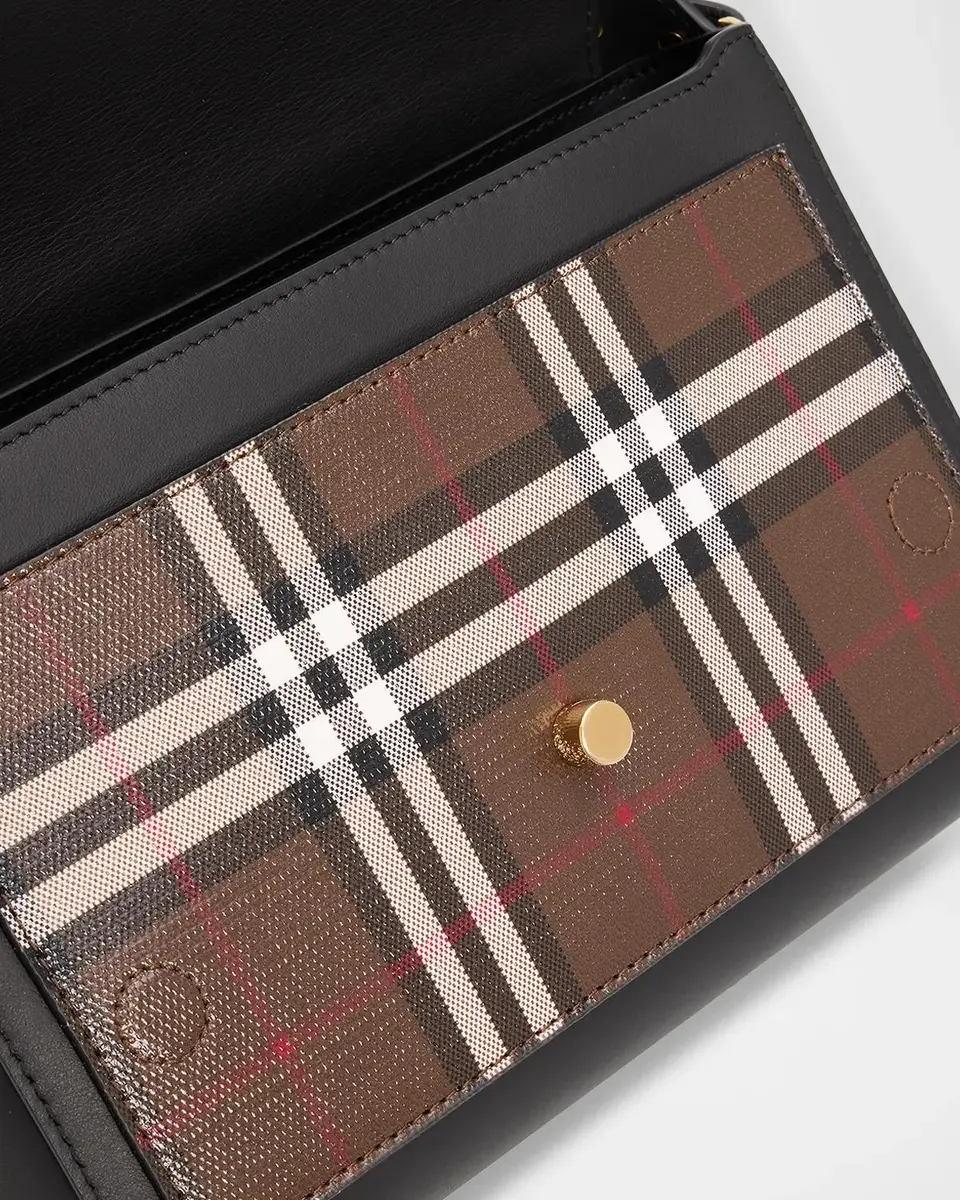 Burberry Note Medium Leather & Check Crossbody Bag | Thumbnail 6 Burberry Note Medium Leather & Check Crossbody Bag | Thumbnail 6