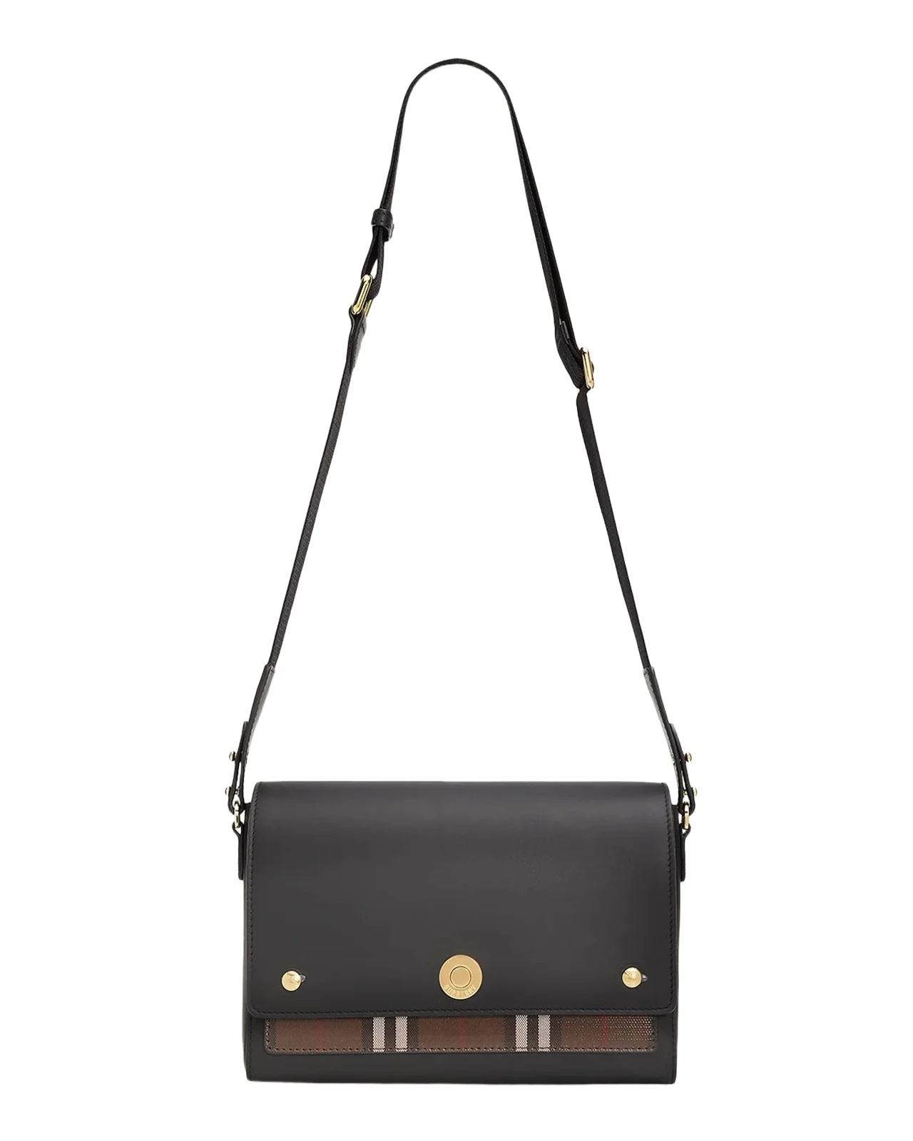 Burberry Note Medium Leather & Check Crossbody Bag