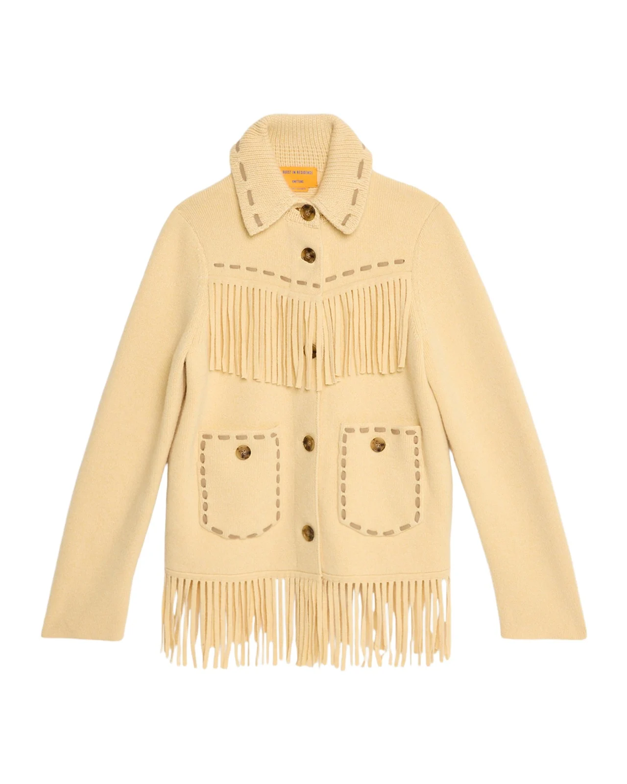 Western Fringe Cashmere-Wool Knit Jacket