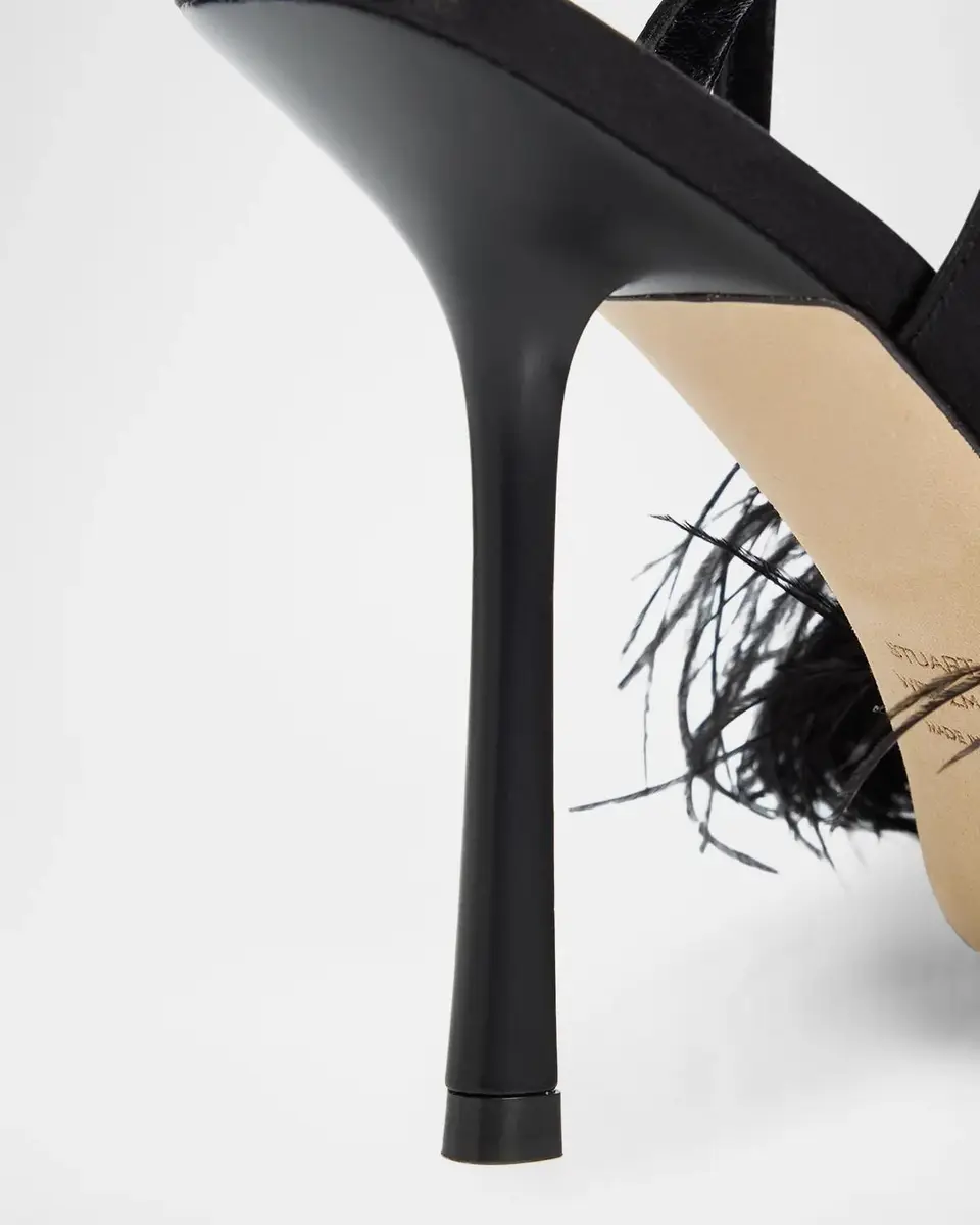 Stuart Weitzman Boa 100MM Feather-Accent Satin Sandals | Thumbnail 5
