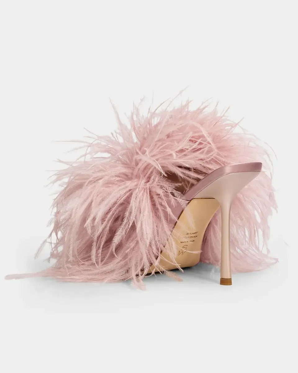 Stuart Weitzman Boa Feather & Satin Slide Sandals | Thumbnail 4 Stuart Weitzman Boa Feather & Satin Slide Sandals | Thumbnail 4