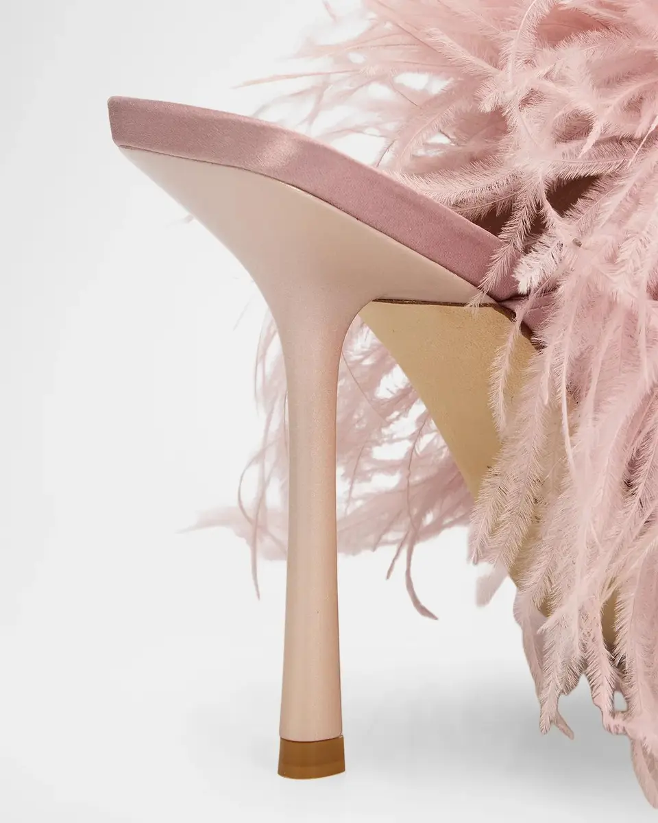 Stuart Weitzman Boa Feather & Satin Slide Sandals | Thumbnail 5 Stuart Weitzman Boa Feather & Satin Slide Sandals | Thumbnail 5
