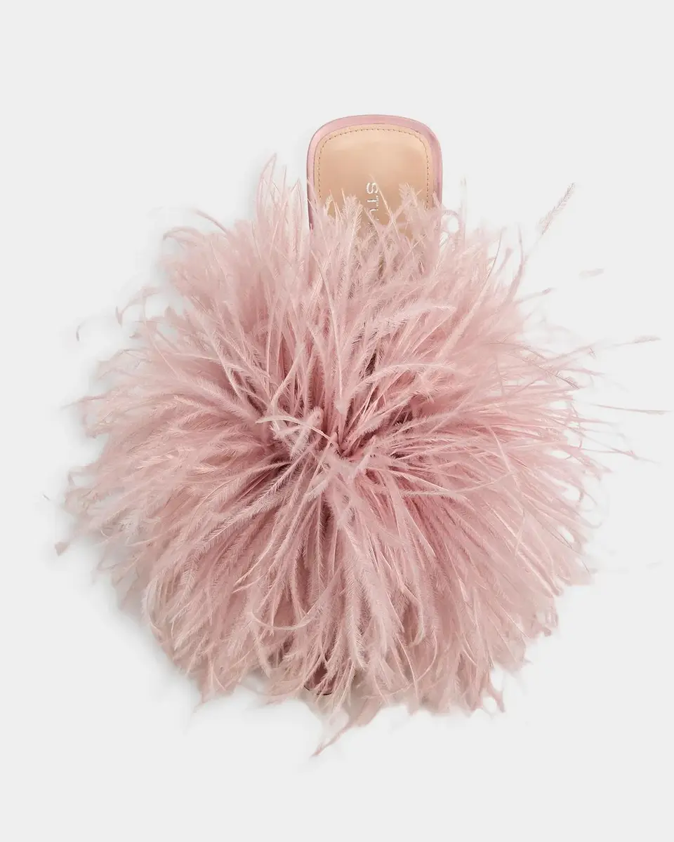 Stuart Weitzman Boa Feather & Satin Slide Sandals | Thumbnail 6 Stuart Weitzman Boa Feather & Satin Slide Sandals | Thumbnail 6