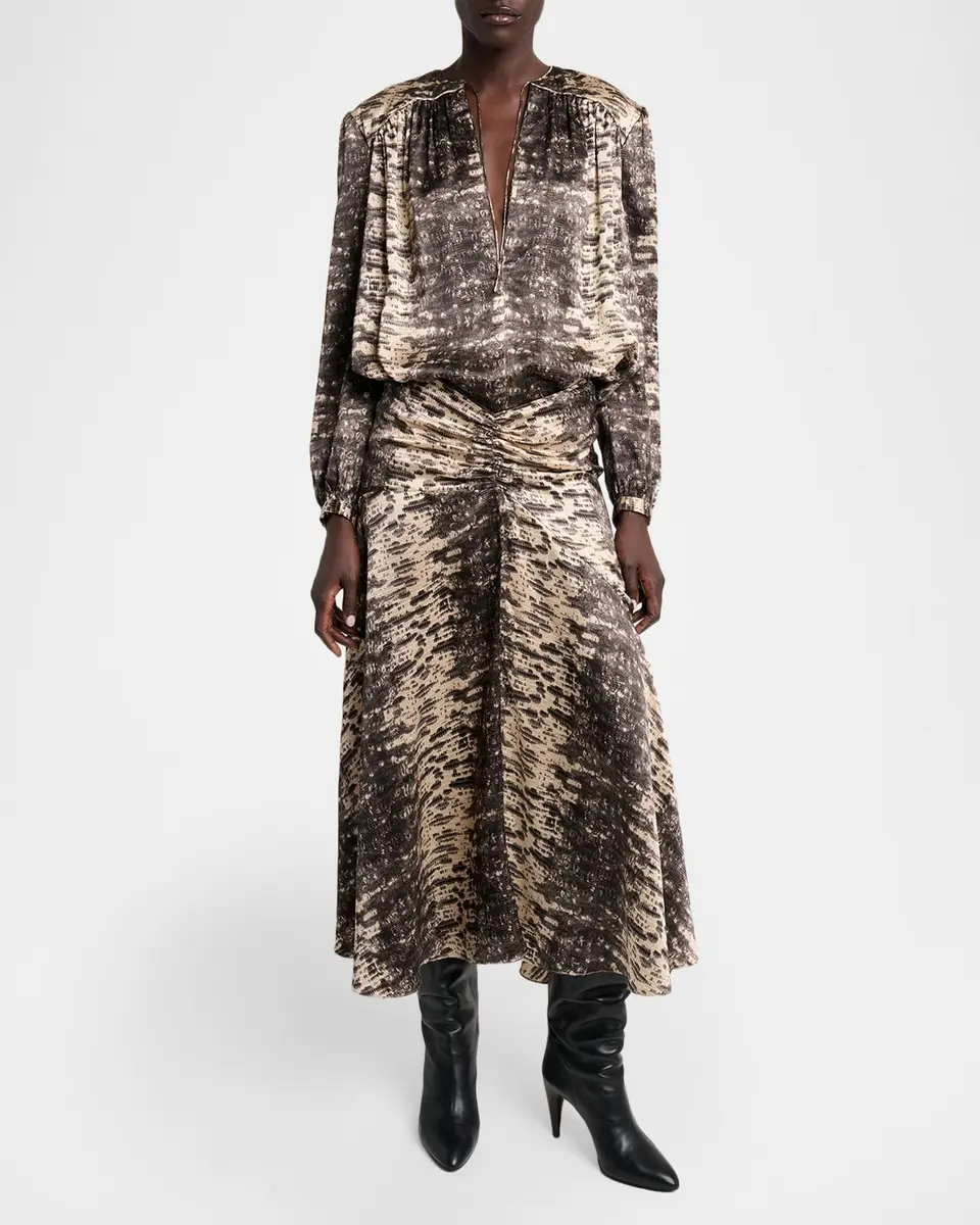 Isabel Marant Laraya Snake-Print Silk Peasant Blouse | Thumbnail 2 Isabel Marant Laraya Snake-Print Silk Peasant Blouse | Thumbnail 2