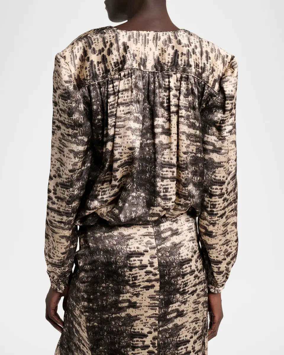 Isabel Marant Laraya Snake-Print Silk Peasant Blouse | Thumbnail 3 Isabel Marant Laraya Snake-Print Silk Peasant Blouse | Thumbnail 3