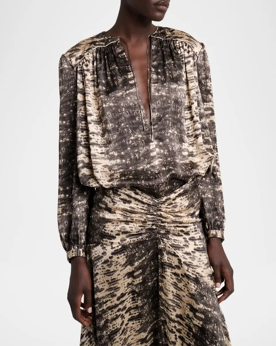 Isabel Marant Laraya Snake-Print Silk Peasant Blouse | Thumbnail 4 Isabel Marant Laraya Snake-Print Silk Peasant Blouse | Thumbnail 4