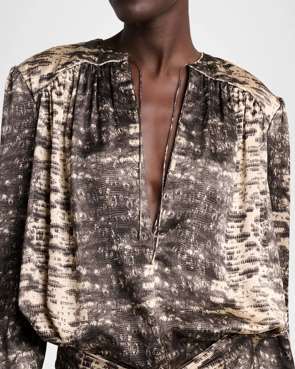 Isabel Marant Laraya Snake-Print Silk Peasant Blouse | Thumbnail 5 Isabel Marant Laraya Snake-Print Silk Peasant Blouse | Thumbnail 5